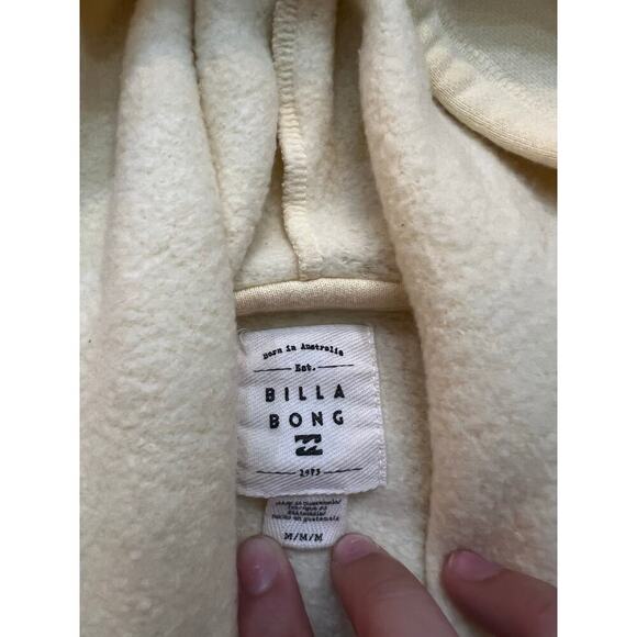 Billabong Women's Pale Yellow Cotton Blend Drawstring Pullover Hoodie Size M - Picture 4 of 4